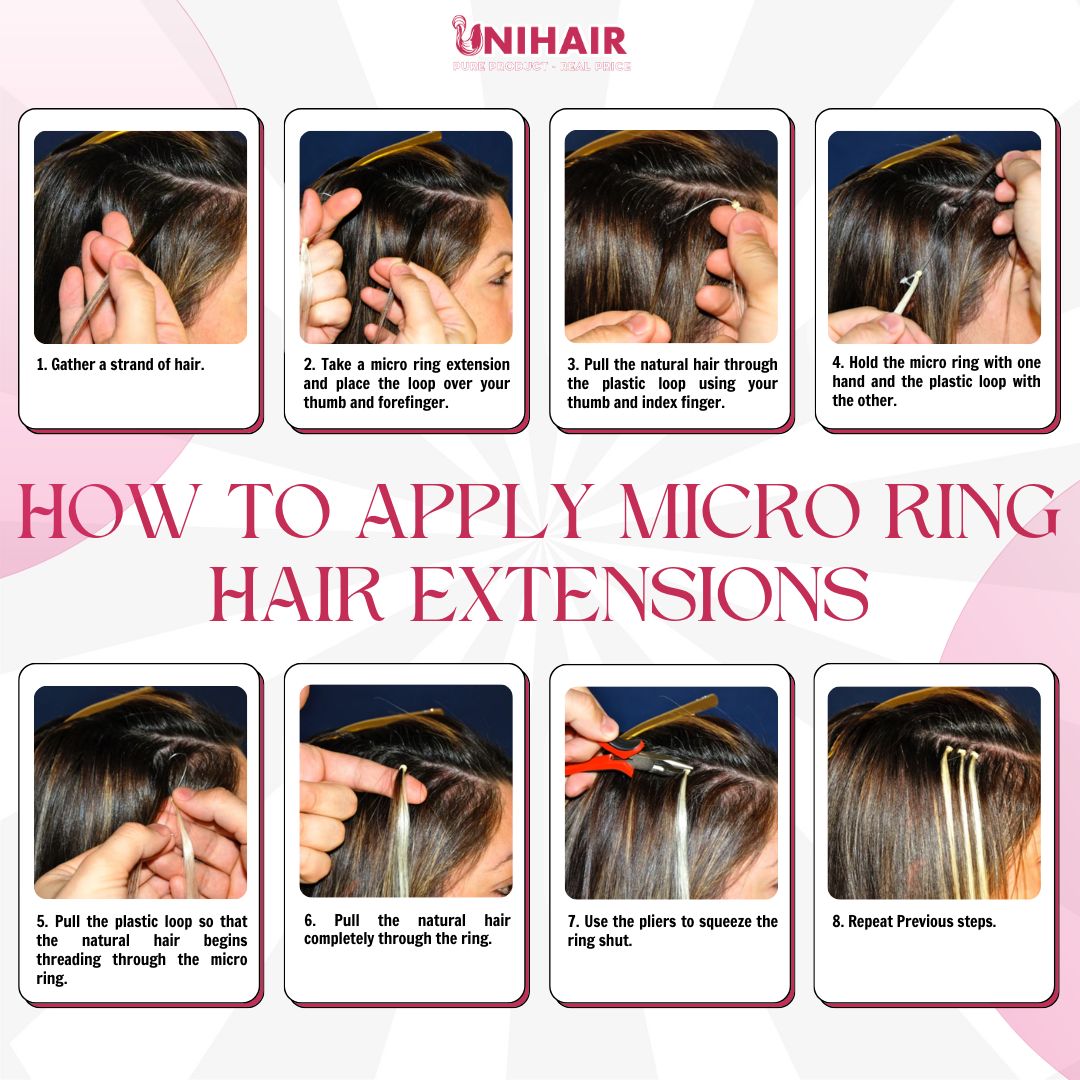 Micro Ring Hair Extensions With Natural Color Burmese Curly Hair 1 HOW TO APPLY MICRO RING HAIR EXTENSION