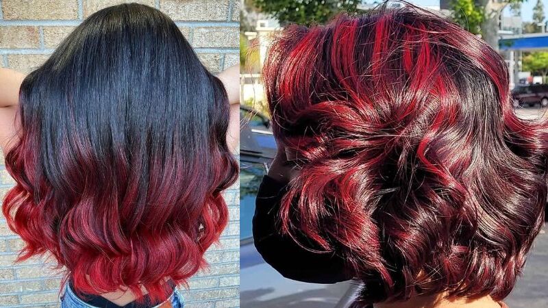 red highlights on black hair 1