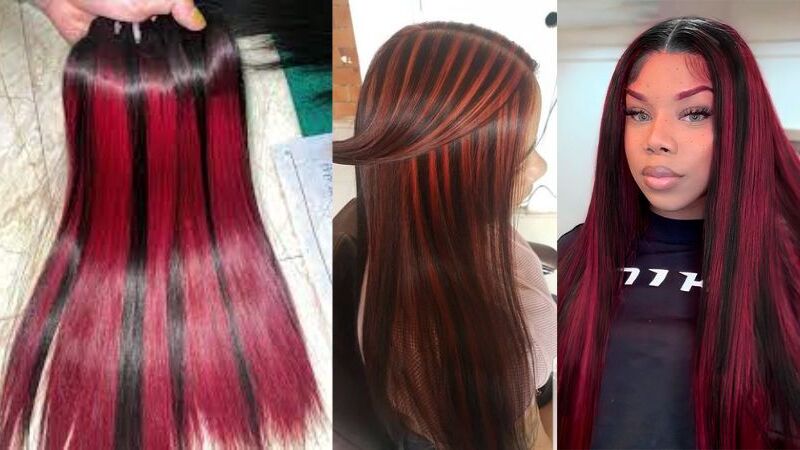 red highlights on black hair 5