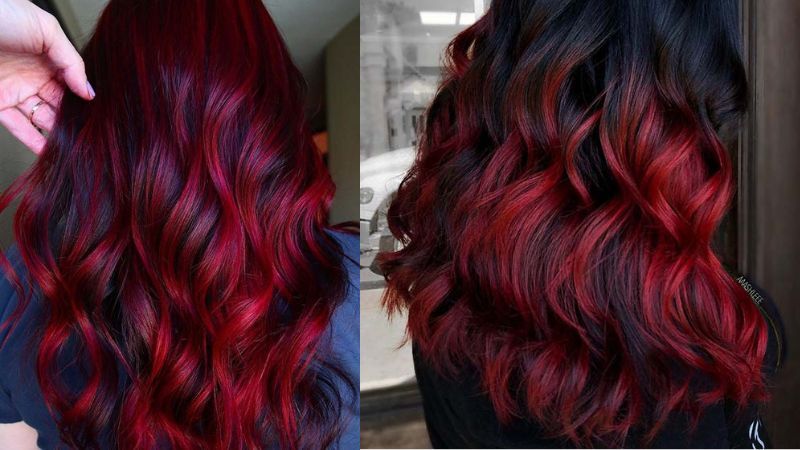 red highlights on black hair 8