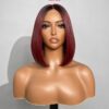 Burgundy Bob Wig 10 Inches - Bone Straight Ombre Closure Wig