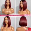 Burgundy Bob Wig 10 Inches - Bone Straight Ombre Closure Wig
