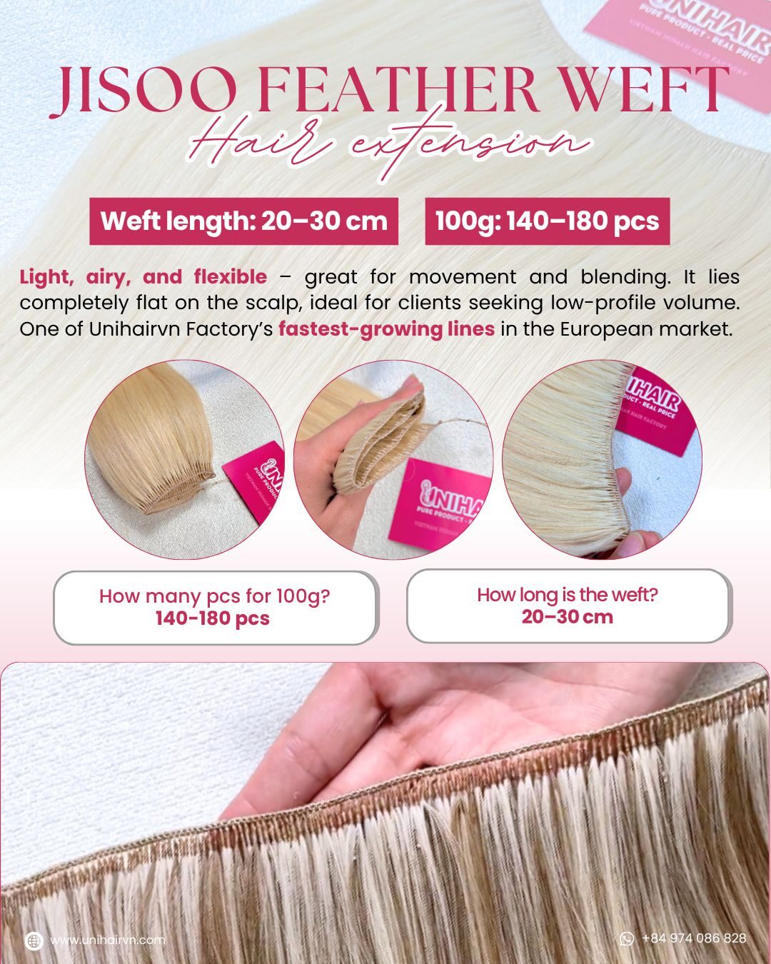 JISOO Hand-Tied Weft Extensions