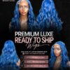 Blue Wavy Wig 20 Inches - Platinum Ocean Blue Closure Wig