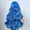 Blue Wavy Wig 20 Inches - Platinum Ocean Blue Closure Wig