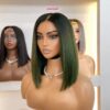 Bone Straight Bob Wig Dark Green 10 Inches - 2x4 Closure Wig