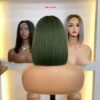 Bone Straight Bob Wig Dark Green 10 Inches - 2x4 Closure Wig
