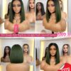 Bone Straight Bob Wig Dark Green 10 Inches - 2x4 Closure Wig