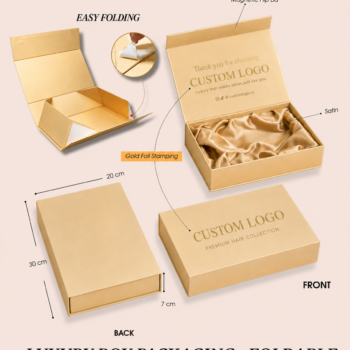 Alternative view of Luxury Foldable Magnetic Hair Packaging Box with Satin Inside | Unihairvn
