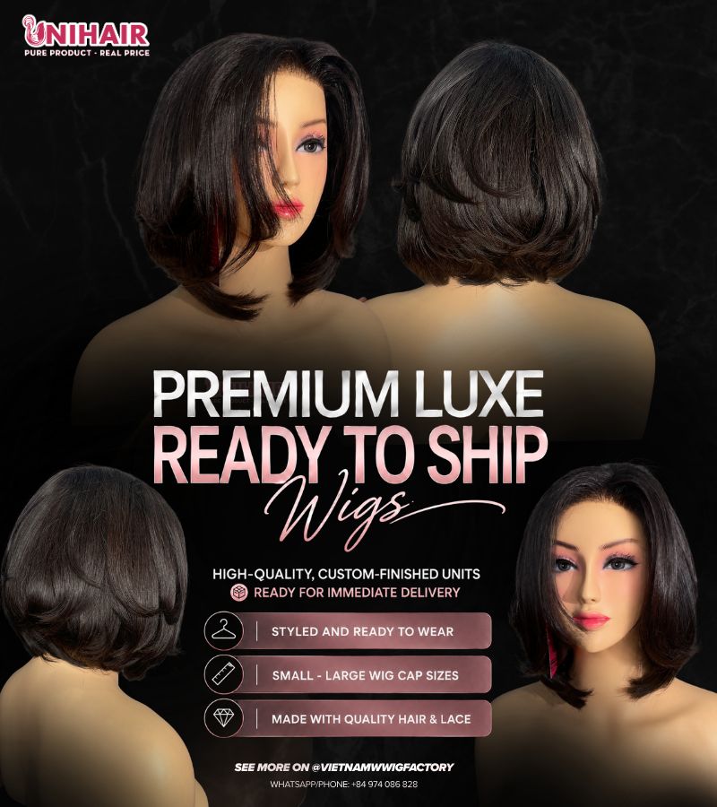 Layered Bob Wig 8 Inches - 5x5 Closure Natural Color Wig | Unihairvn