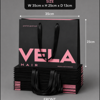 Alternative view of Custom Paper Bags With Logo - Two-Tone Ribbon Handle Bags | Unihairvn