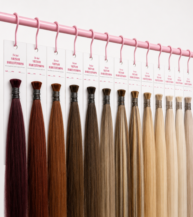 Custom Paper Hair Extension Sample Tag – Premium Hair Color Display Card | Unihairvn