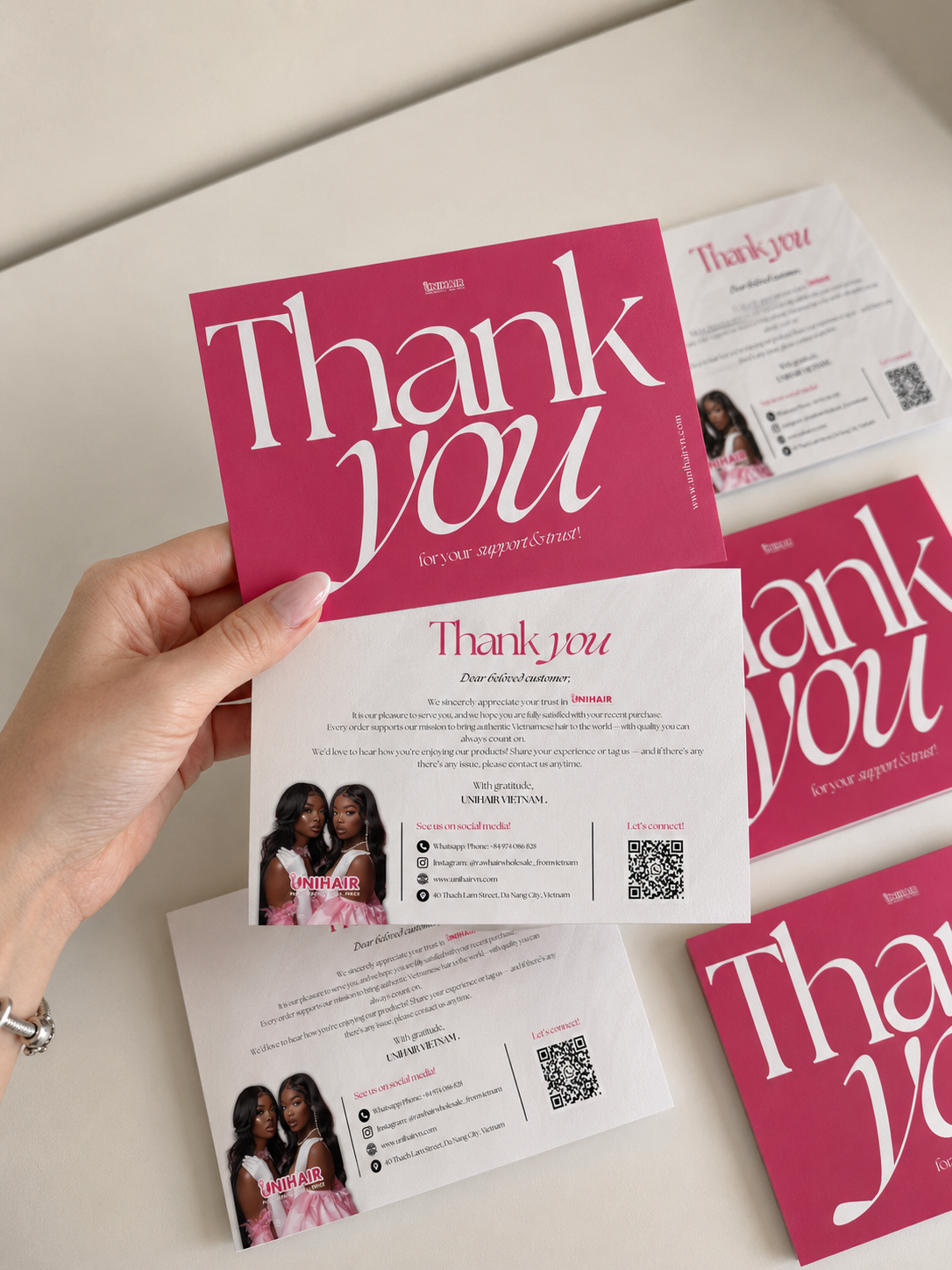 Custom Thank You Cards For Private Label Hair Packaging | Unihairvn