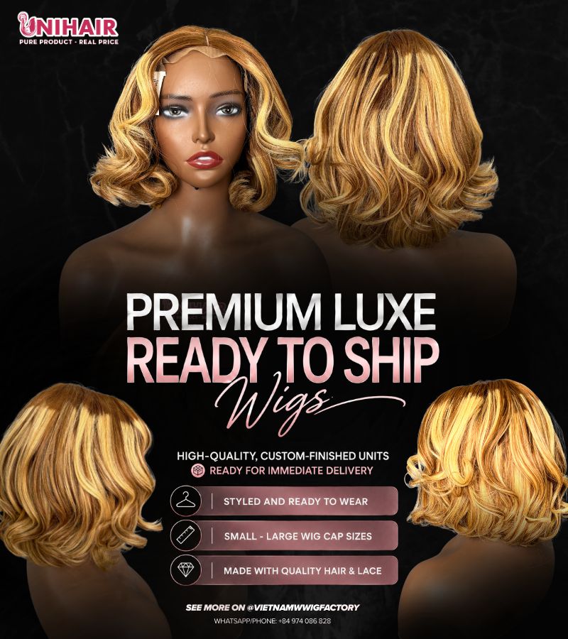 Glueless Bob Wig Blonde Highlight Straight Bob 10 Inches