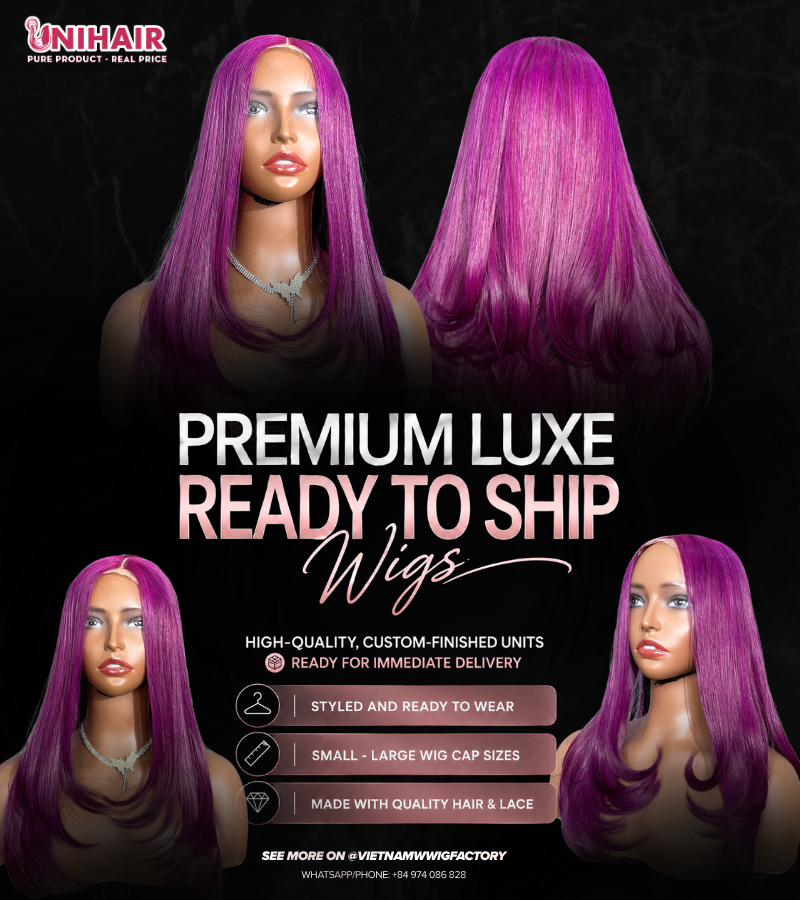 Layered Luxe Purple Bone Straight Wig 20 Inches - 4x4 Closure Wig