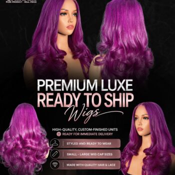 Royal Plum Wavy Closure Wig 16 Inches