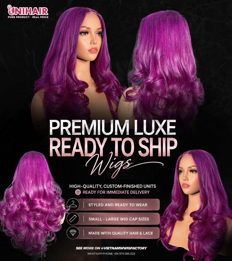 Royal Plum Wavy Closure Wig 16 Inches