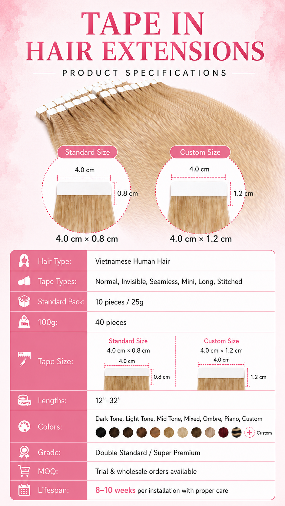 Tape in hair extensions