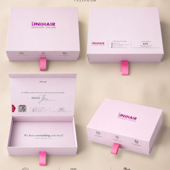 Alternative view of Custom Magnetic Hair Packaging Box – Luxury Non-Foldable Rigid Hair Extension Box | Unihairvn